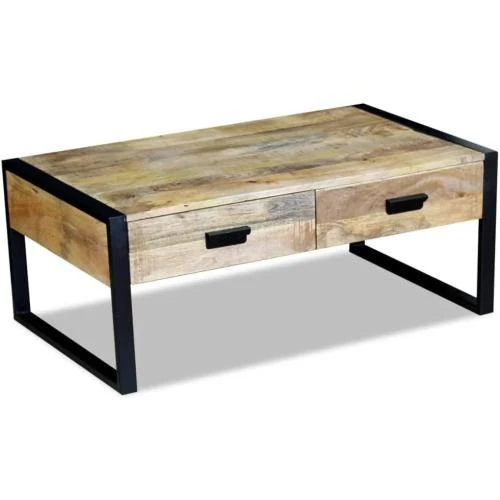 Table Basse Salon 2 Tiroirs Bois Manguier vidaXL - Vue principale