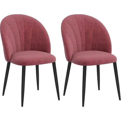 Chaises salle à manger rembourrées Homcom, velours rouge antique - Vue principale