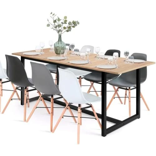 Table à Manger Extensible Rectangle Detroit, Design Industriel - Vue principale
