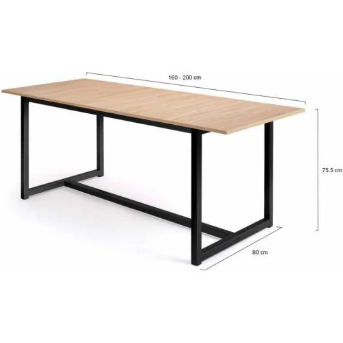 Zoom sur Table à Manger Extensible Rectangle Detroit, Design Industriel