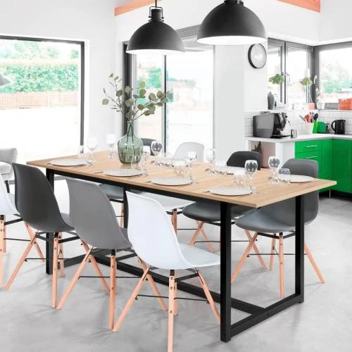 Détail de Table à Manger Extensible Rectangle Detroit, Design Industriel