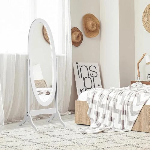 Détail de Miroir Pied Ovale Shabby Chic HOMCOM, Inclinaison Réglable