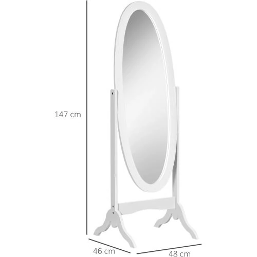 Zoom sur Miroir Pied Ovale Shabby Chic HOMCOM, Inclinaison Réglable