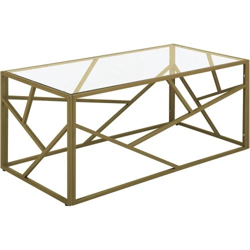 Table Basse Rectangulaire Verre, Metal Doré, Beliani - Vue principale