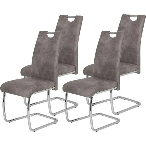 Chaises Luge Cuisine Lot 4, Microfibre Grise, Chrome - Vue principale