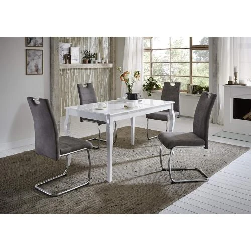Détail de Chaises Luge Cuisine Lot 4, Microfibre Grise, Chrome