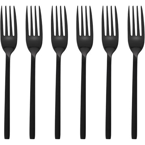 Set 6 fourchettes gâteau, dessert, lave-vaisselle, noir - Vue principale