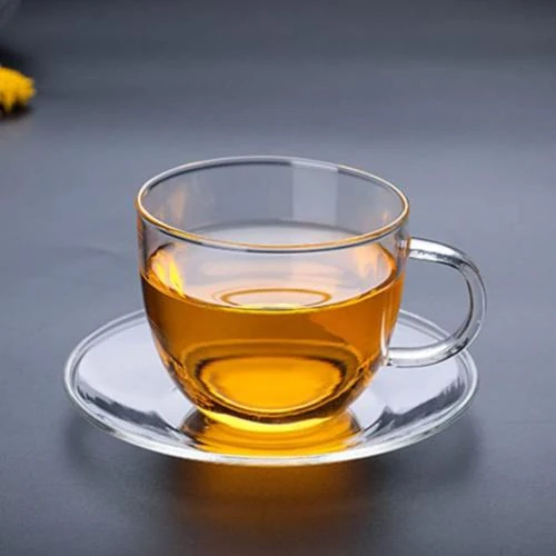 Zoom sur Assiettes à café rondes, transparentes, verre, lot de 4