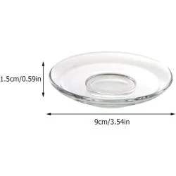 Assiettes à café rondes, transparentes, verre, lot de 4 en situation