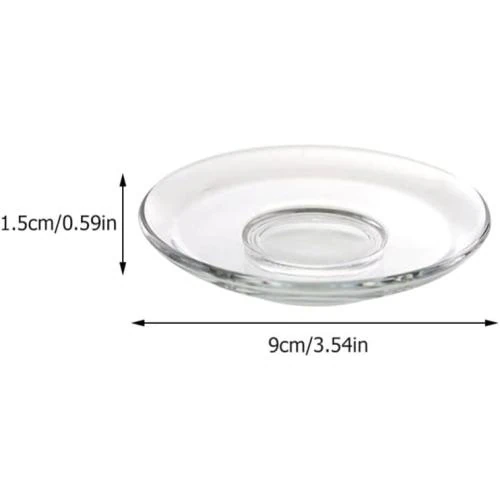 Détail de Assiettes à café rondes, transparentes, verre, lot de 4