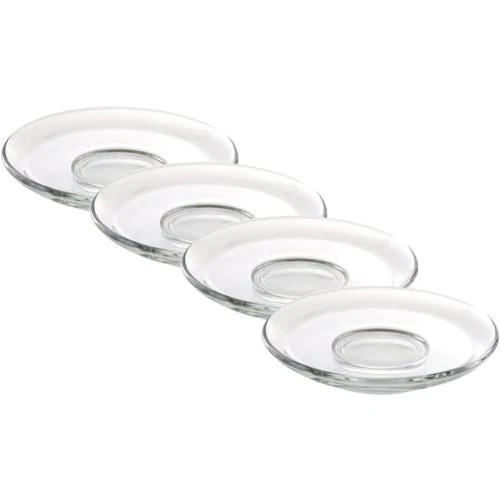 Assiettes à café rondes, transparentes, verre, lot de 4 - Vue principale