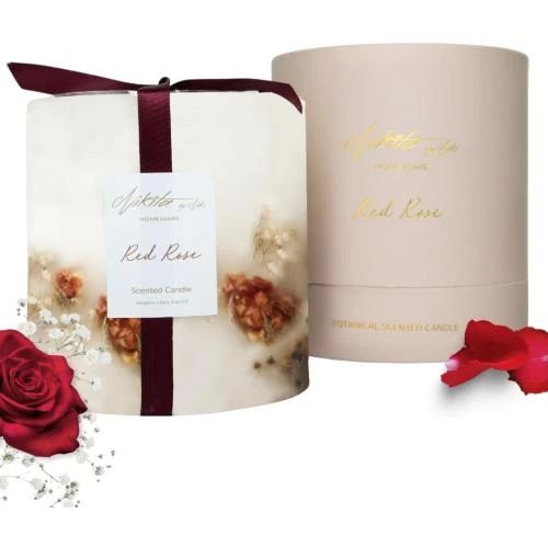 Bougies parfumées luxe, rose, lavande, soja, fleurs séchées - Vue principale