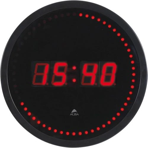 Horloge Murale LED Noir Rouge, Design Moderne, UK - Vue principale
