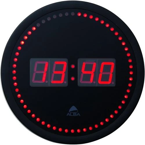 Zoom sur Horloge Murale LED Noir Rouge, Design Moderne, UK