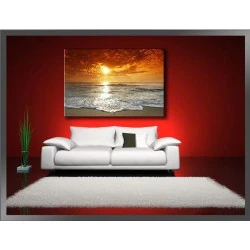 Visario 5038 Tableau Lin Motif Plage, Décoration Moderne en situation