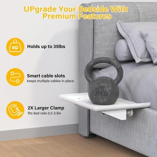 Zoom sur Welltop Table de Chevet, Étagère Rangement Suspendue