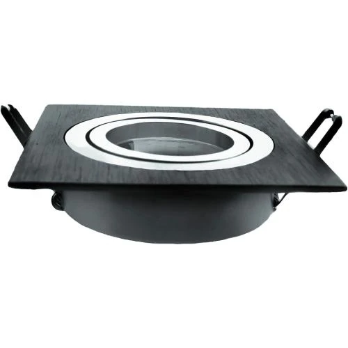 Zoom sur Spot encastrable carré noir, douille GU10, angle 30°