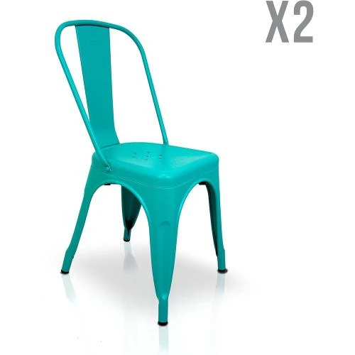 Détail de Chaises Tolix, Lot de 2, Bleu Turquoise, La Silla Espanola