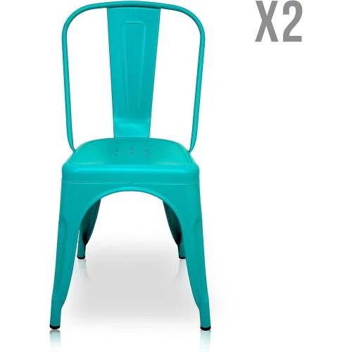 Zoom sur Chaises Tolix, Lot de 2, Bleu Turquoise, La Silla Espanola