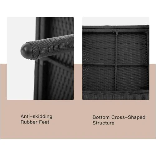 Zoom sur Mobilier patio 4 pièces rotin FDW, causeuses noires, table
