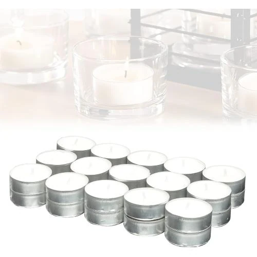 Bougies chauffe-plat aluminium, 30 unités, blanche, longue durée - Vue principale