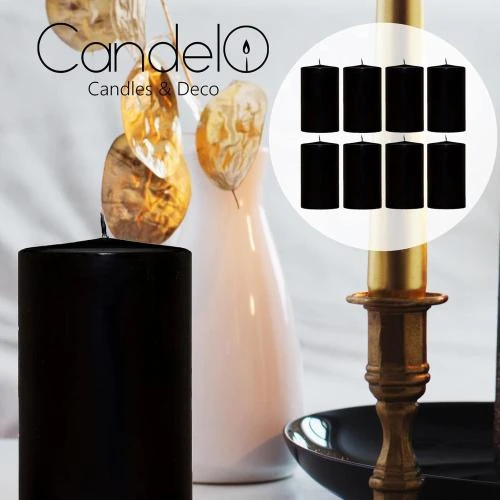 Zoom sur Bougies piliers Smart Planet, lot 8, couronne Avent, noir