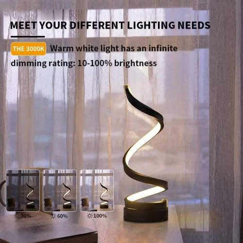 Zoom sur Lampe de Table Dimmable ELINKUME, Spirale LED, Noir