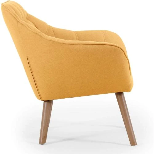 Zoom sur Fauteuil Scandinave Menzzo, Tissu Jaune, Design Élégant