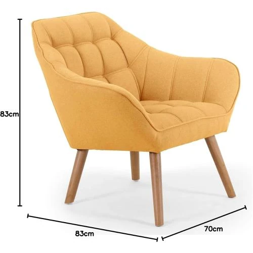 Détail de Fauteuil Scandinave Menzzo, Tissu Jaune, Design Élégant