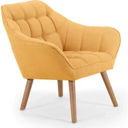 Fauteuil Scandinave Menzzo, Tissu Jaune, Design Élégant