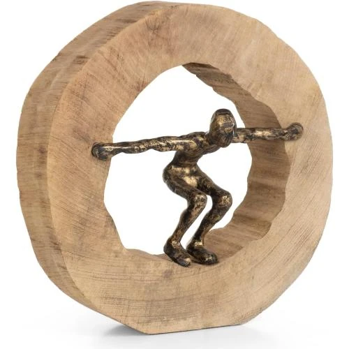 Sculpture Wagon Saut Moritz, Bois Manguier Noir Or - Vue principale