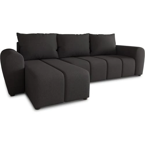Canapé d'angle convertible noir, coffre, réversible Cleo - Vue principale