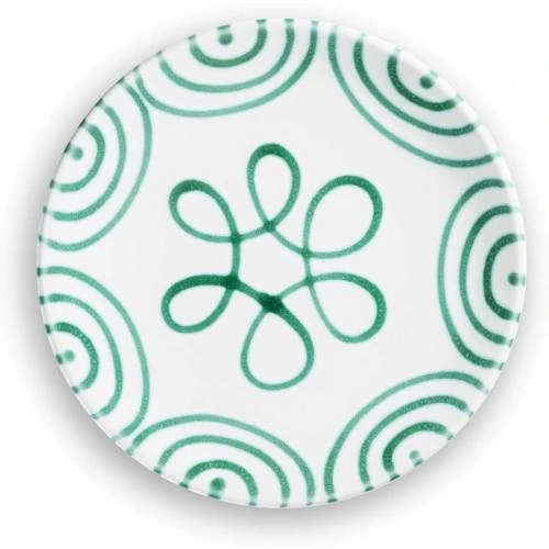 Détail de Assiette Dessert Flammes Vert, Gmundner Keramik Artisanale