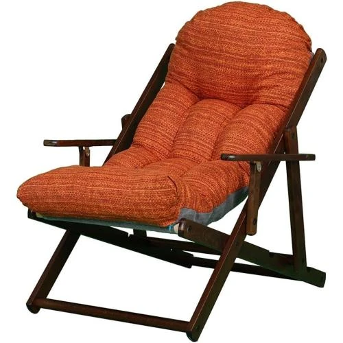Détail de Fauteuil Relax Bois Harmony, Coussin Rembourré Orange, Liberoshopping.eu