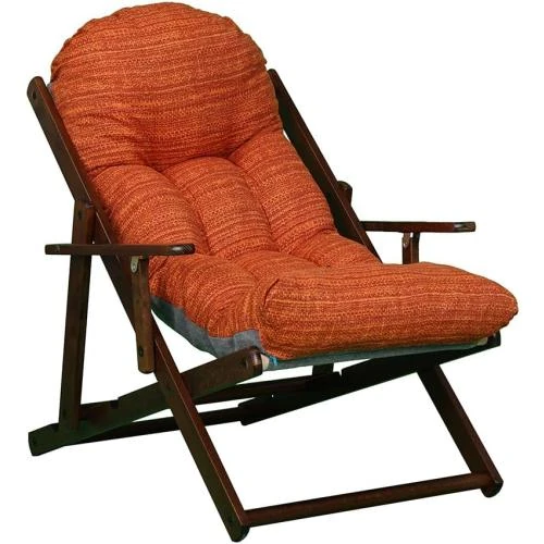 Fauteuil Relax Bois Harmony, Coussin Rembourré Orange, Liberoshopping.eu - Vue principale