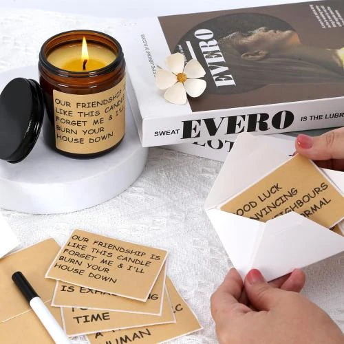 Zoom sur Bougie Kinforse vœux DIY, cadeau amitié femme, orange douce