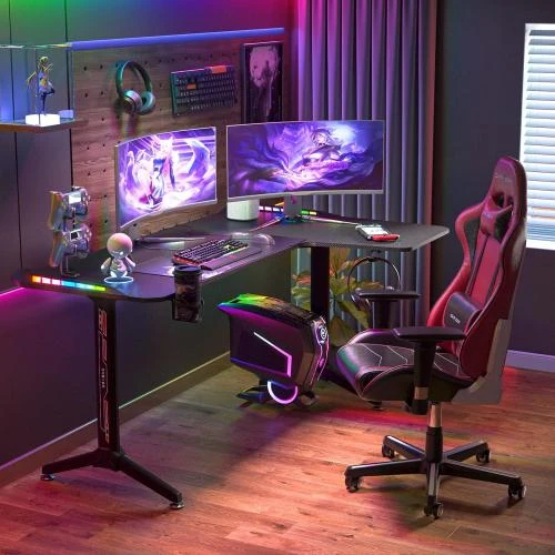 Détail de Bureau Gaming Ergonomique FATIVO LED RGB, Angle L