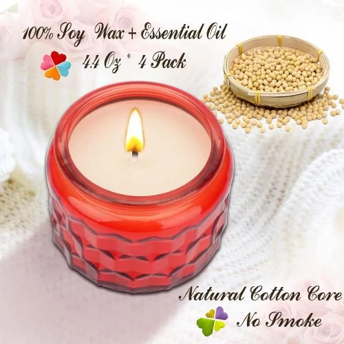 Zoom sur Bougies parfumées NuCandle, lot 4, cadeau Noël, anniversaire