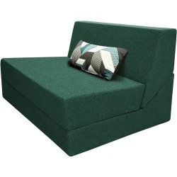 Fauteuil futon pliable mousse mémoire, convertible vert foncé
