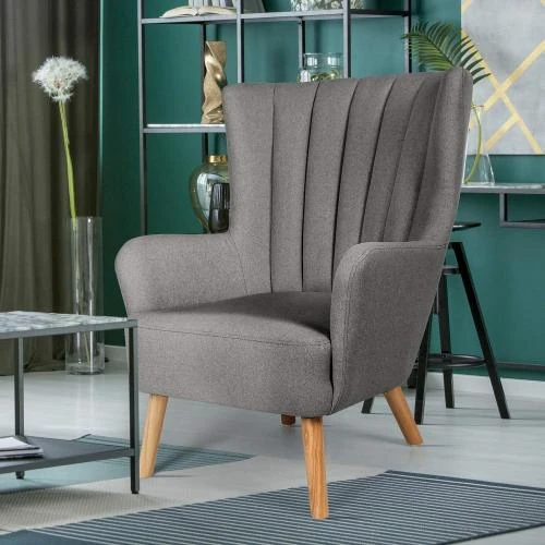 Détail de Chaise Fauteuil Menzzo Vidal Tissu Gris Foncé