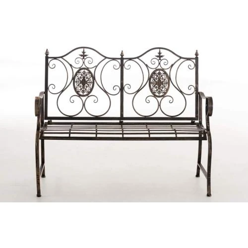 Zoom sur Banc de Jardin Punjab CLP, Fer Forgé, Accoudoirs, Marron Clair