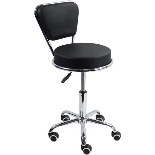 Tabouret Bureau Kktoner, Réglable, Pivotant, Cuir Noir - Vue principale