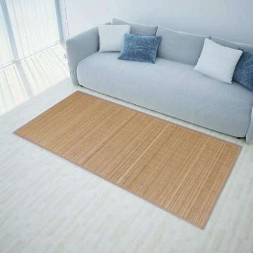 Détail de Tapis Bambou Moderne Antidérapant PVC Mewmewcat Marron