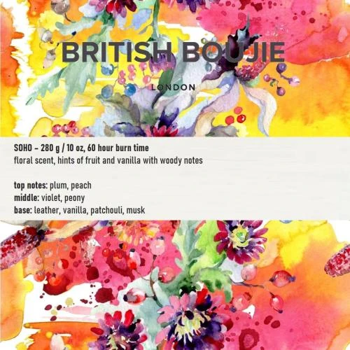 Zoom sur Bougie parfumée British Boujie, parfum boisé sucré, longue durée