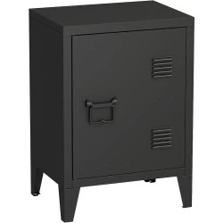 Table de chevet moderne MIOCASA, métal noir, étagère