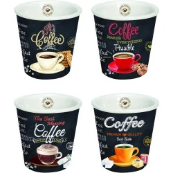 Coffret 4 Gobelets Café Porcelaine Multicolore Easy Life