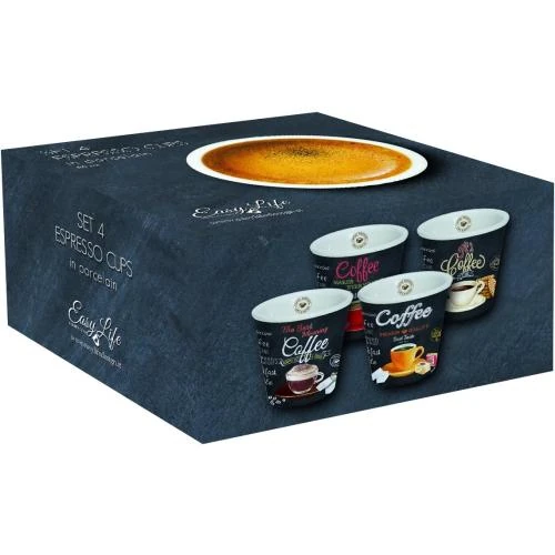 Détail de Coffret 4 Gobelets Café Porcelaine Multicolore Easy Life