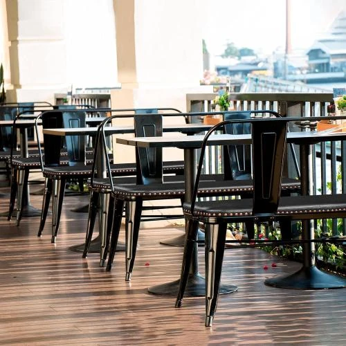 Détail de Chaise Salle à Manger Design Industriel Rembourrée, Noir