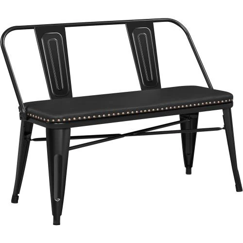Chaise Salle à Manger Design Industriel Rembourrée, Noir - Vue principale