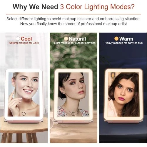 Zoom sur Miroir Maquillage FUNTOUCH Rechargeable USB, 72 Lumières LED